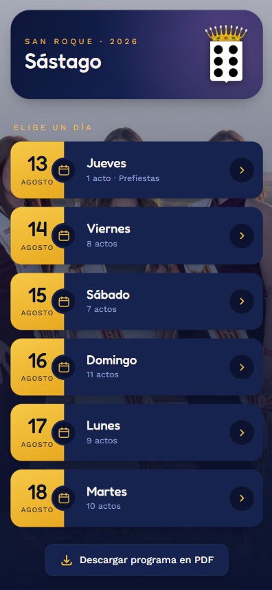 Página Web Fiestas de Sástago 2026
